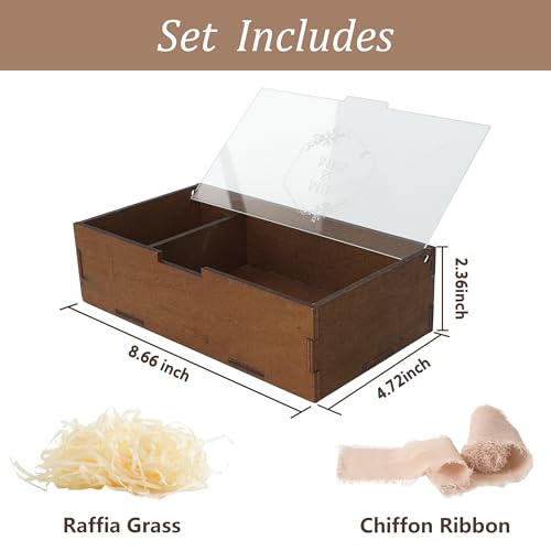SEEBERY Mr and Mrs Wedding Keepsake Box with Lid – Personalized Wooden Memory Box for Bride and Groom, Unique Gift for Cou...