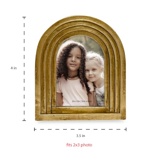 Isaac Jacobs 2x3 Vertical Gold Arc Resin Picture Frame with Gradient Design, Decorative Photo Frame, Tabletop & Wall Displ...