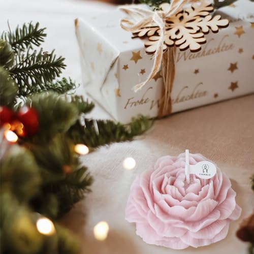 Mewealth Peony Candles Gifts for Women, Soy Wax Aromatherapy Candle, Room Decor Cute Flower Shaped Scented Candles, Aesthe...