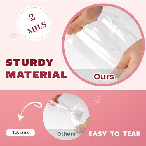 LOKIQNG Cellophane Bags Plastic Mothers Day Gift Bags Clear Cookie Treat Bags with Twist Ties for Party Favor Bag(100PACK,...