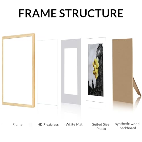 BSRHOME Picture Frame, Set of 6 12x16 Natural Wood, Poster Frame with Plexiglass, Tabletop & Wall Mount, Ideal Gift for An...