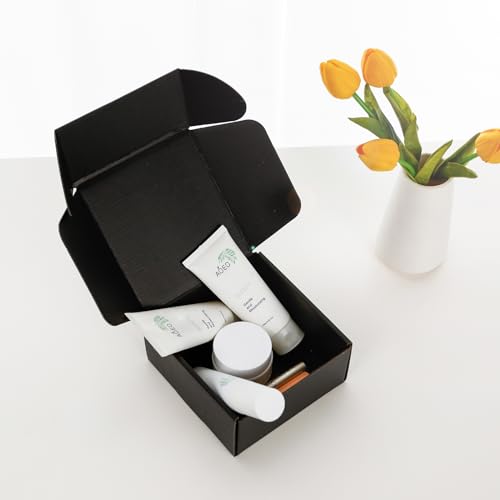 DUZCLI Small Shipping Boxes 6x6x3 Inch (25 Pack) - Sturdy Black Corrugated Cardboard Boxes for Small Business, Ecommerce, ...