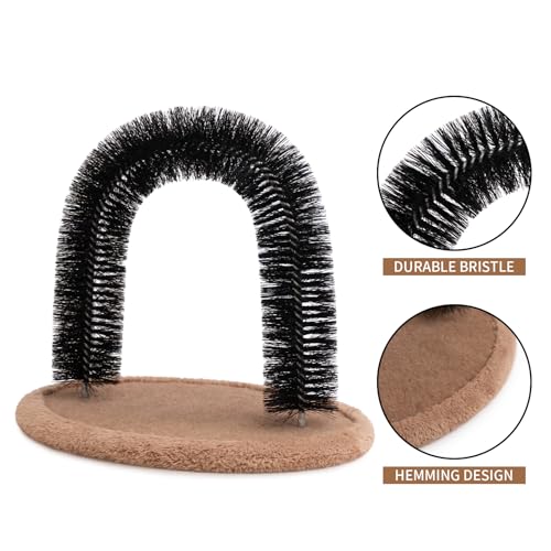 Hollypet Self Grooming Massager and Scratcher Toy - Cat Arch Brush for Back Grooming, Hair Cleaner Pads