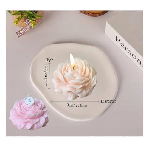 Peony Candles Gifts for Women, Soy Wax Aromatherapy Candle, Room Decor Cute Flower Shaped Scented Candles (Champagne+Pink)