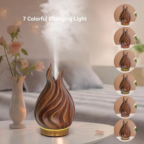 200ml Essential Oil Diffuser for Home, Wood Grain Cover Aromatherapy Diffuser, Cool Mist Humidifier with Safe Auto Shut-Of...
