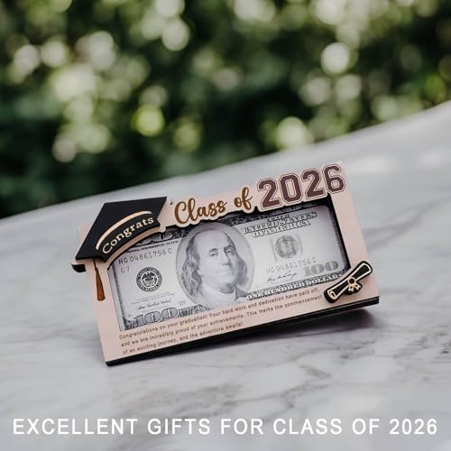 Graduation Gifts 2026 Money Holder, Wooden Graduation Money Cash Envelope Box for Class of 2026 Senior College University ...