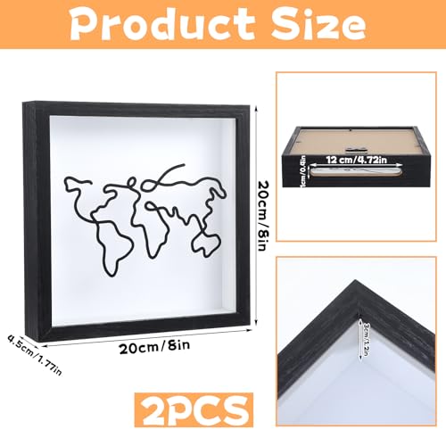 2 Pcs Travel Shadow Photo Keepsake, 8 inch Memory Box Honeymoon Fund Box with Slot Frame Adventure Best Gift for Keepsake ...