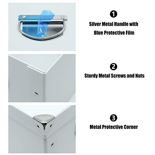 GUOZI Collapsible Storage Box, Decorative Memory Box with Lid & Metal Reinforced Corners, Cardboard File Bin with Handles,...