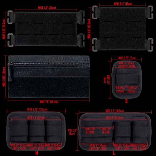6 Piece Tactical Bag Insert Pack, Modular Elastic Loop Panel Organizers Pouch Insert Attachment with Hook Backed Fastener ...