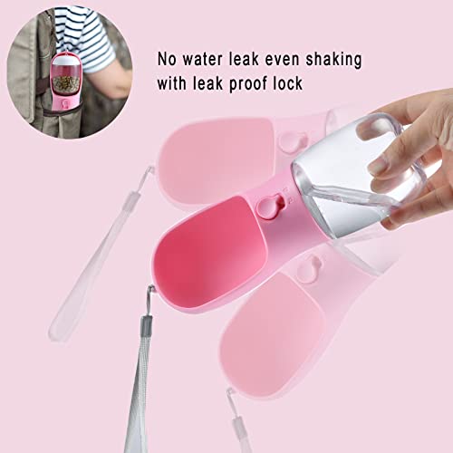 Cibaabo Dog Water Bottle with Food Container, Travel Puppy Water Bowl, Portable Pet Dispenser, Girl Dog Accessories Stuff ...