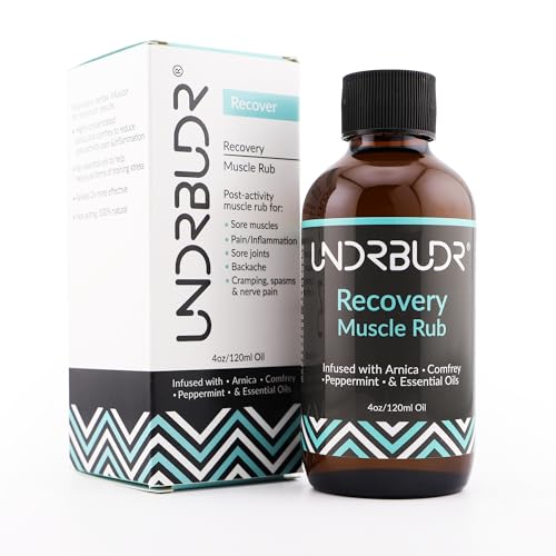 UNDRBUDR Post-Activity Recovery Muscle Rub Oil with Arnica, Comfrey & Essential Oils–4oz for Muscle Soreness, Back Pain, J...