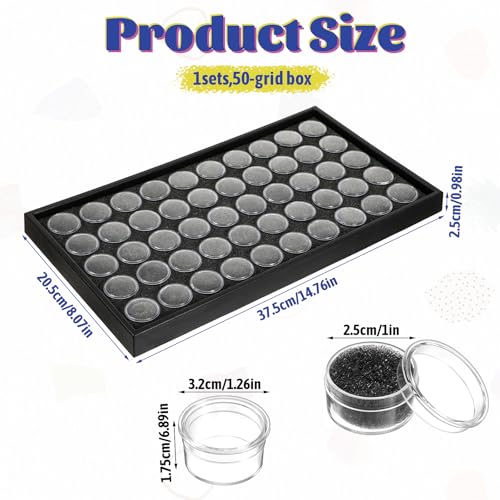 simarro 50 Gem Display Case Diamond Gemstone Storage Box Small Round Plastic Containers Box Jewelry Organizer Container wi...