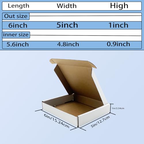 6x5x1 inch White Shipping Boxes 50 Pack, Small Corrugated Cardboard Mailer Boxes Bulk for Packaging Business Mailing Gift，...