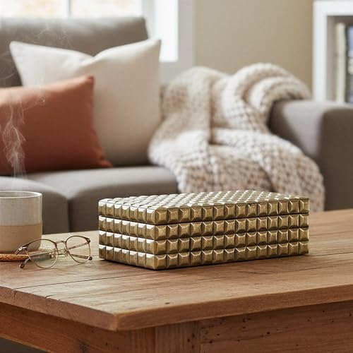 Bloomingville Reclaimed Wood Decorative Box with Brass Accents, Gold