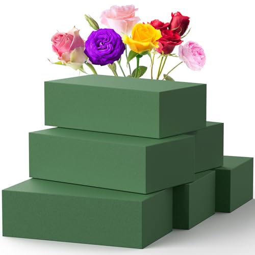 Upgraded 6 Pack Floral Flower Foam Blocks, Green Plant Foam for Flower Arrangements, Wet & Dry Florist Foam Styrofoam for ...