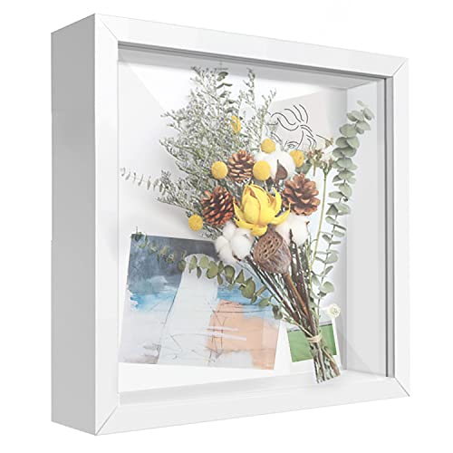 TouYinger 8x8 Shadow Box Frame Display Case with Letter Stickers, 3D Picture Frame, Display Case Box for Memorabilia, Baby...
