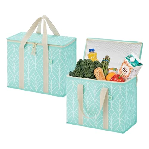 VENO 2 Pack Cooler Bag, Insulated Grocery Bags for Food Delivery, Collapsible Cooler, Reusable Shopping Bags for Grocerie...