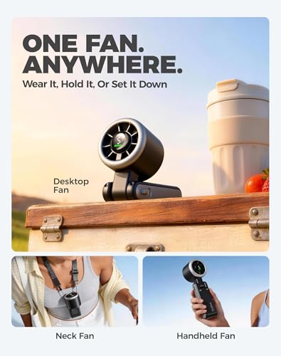 Diveblues Portable Handheld Turbo Fan, 5 Gear Wind, Battery Operated, Up to 12 Working Hours, 3 IN 1 Hand Fan with Air Tur...
