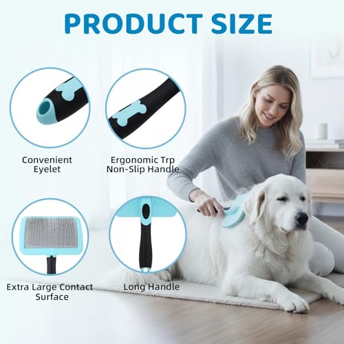 Great Pyrenees Brush,Dog Brush for Great Pyrenees,De-shedding and Fluffing Grooming Brush,Gifts for Great Pyrenees,Blue
