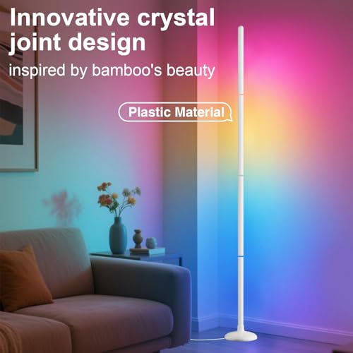 TJOY 2 Pack Smart Floor Lamps for Ambient Lighting, Crystal Joint Design, Modern LED Corner Light with Remote&APP Control,...