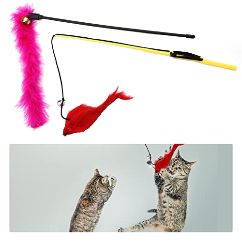 Cat Toys Kitten Toys Assortments, 32 Packs Cat Toys Variety Pack for Kitty, Cat Balls with Bells,Cat Feather Toy, Cat Mous...