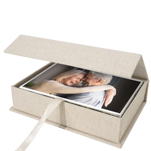 Yopih 5x7 Linen Photo Storage Box - Ideal for Preserving and Organizing Your Precious Photos, Certificates, Scrapbooking S...