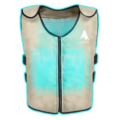 Alphacool Ice Vest for Men and Women Adjustable Cooling Vest with Ice Packs Khaki One Size