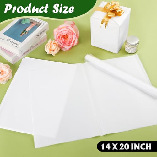 200 Sheets White Tissue Paper, 14" X 20" Tissue Papers Bulk for Christmas Wedding Birthday Showers Valentine's Day Flower ...