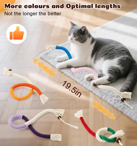 Dgerp Cat Chew Ropes 4Pcs, Cat Toys for Indoor Cats with Refillable Natural Catnip, Safe Teeth Cleaning Chew Toys, Interac...