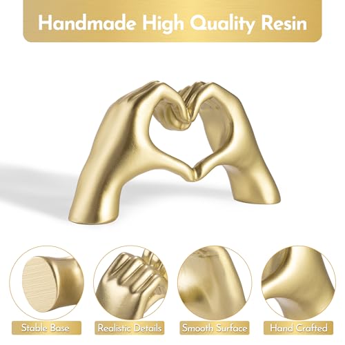 Gold Decor Living Room - Small Shelf Decor Aesthetic - Heart Hands Sculpture - Teen Girls Bedroom Knick Knacks - Cute Home...