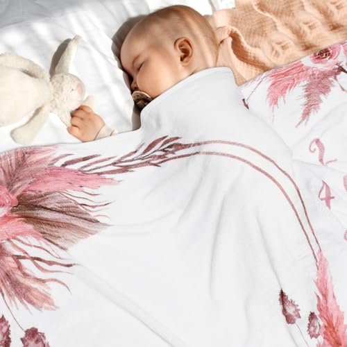 Gicoherero Floral Boho Baby Monthly Milestone Blanket Little Girl Bohemian Photo Prop Blanket Personalized Bliss Baby Pres...