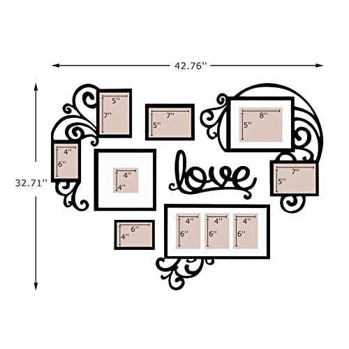 HELLO LAURA-Picture Frame Collage Large Wall Hanging Photo Frames Elegant Heart Collage Frame Gifts for Family Friends 4x6...