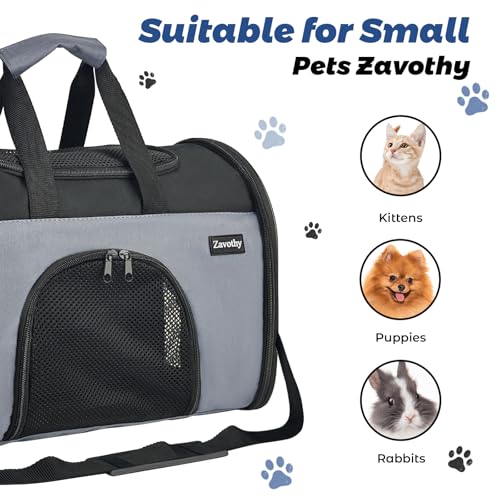 Zavothy TSA Airline Approved Soft-Sided Pet Carrier for Small to Medium Cats and Puppies, Up to 15 Lbs – Collapsible Trave...