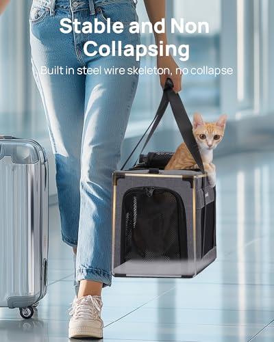 Airline Approved Cat Carrier, Pet Carrier Soft-Sided, Portable Dog Carrier with Stable Structure, TSA Approved Pet Carrier...