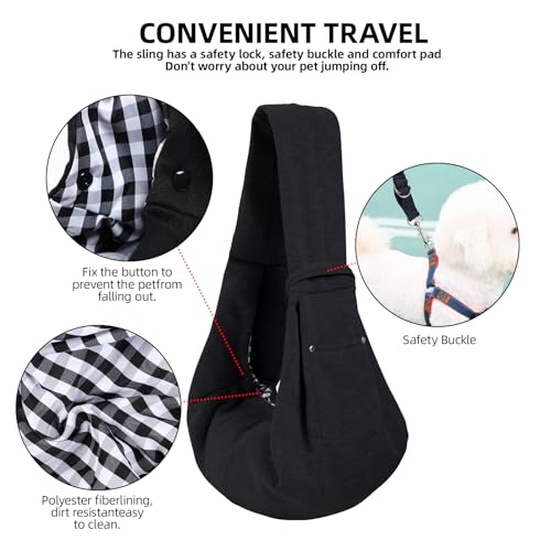 Dog Carrier Sling - Reversible Puppy Carrier Purse with Storage Pocket, Hand-Free Dog Sling Carrier for Carry Small Dogs a...