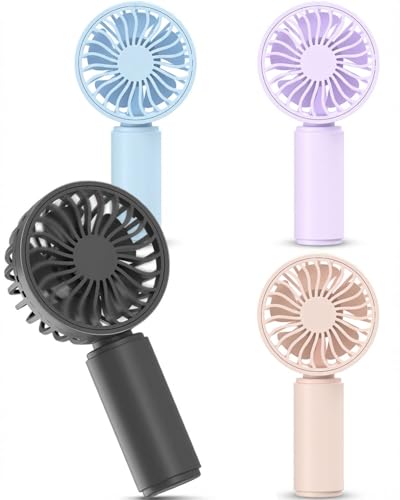 JODNO Mini Portable Handheld Fan 4-Pack, USB Rechargeable Battery Powered Small Personal Fan Desk Eyelash Fans with 3 Spee...