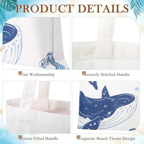 SATINIOR 10 Pcs Beach Theme Canvas Totes Bags Gifts Shopping Bags Reusable Grocery Handbags for Women Travel Cruise Wedding