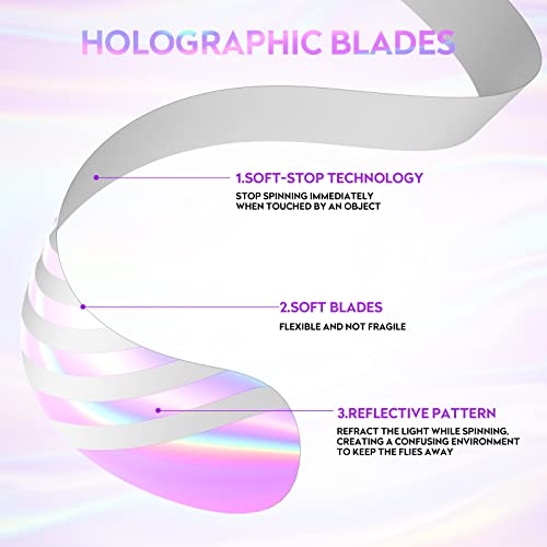 PIMAG Fly Fans for Tables, Fly Repellent Fan Outdoor Indoor Keep Flies Away, Fly Repellent Fans for Tables with Holographi...