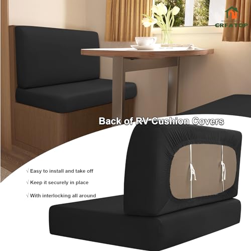 CRFATOP Sets of 2 Waterproof RV Dinette Cushion Slipcover Stretch Camper Cushion Covers Solid 2 Seat Sofa Chair Cover Furn...
