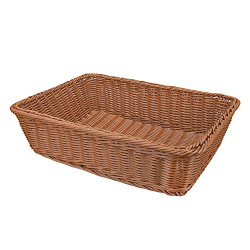 Yarlung 3 Pack Imitation Rattan Woven Bread Baskets, 11.8 x 7.8 Inch Plastic Wicker Fruit Baskets for Food Serving, Vegeta...