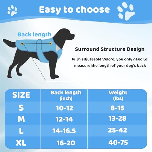 Tikibest Summer Dog Cooling Vest - Lightweight Dog Cooling Jacket, Breathable Shirt for Walking, Outdoor Hunting Training ...