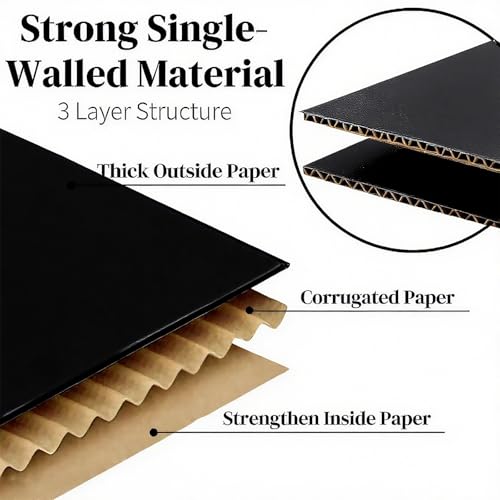 Dicunoy 30 Pack CardBoard Boxes, 9 x 6 x 3 Inches Small Shipping Boxes, Black Corrugated Cardboard Box for Mailing Packing...