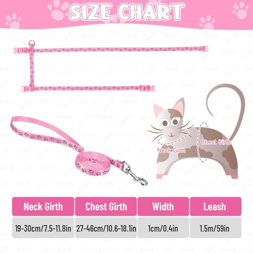 Auidy_6TXD 3 Pack Cat Harness and Leash Reflective Cat Harness Escape Proof for Walking Adjustable Kitten Harness for Smal...