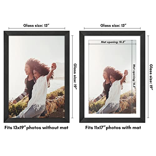 Americanflat 13x19 Picture Frame with Shatter-Resistant Glass - Use as 11x17 Frame with Mat or Display 13x19 Photo Without...