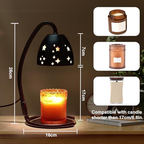 KEBEN Candle Warmer Lamp, Electric Candle Lamp Warmer, Metal Foldable Wax Melting Warmer for Jar Candles with 2 Bulbs, Mot...