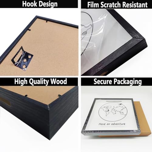 Travel Adventure Archive Shadow Box for Memories, 12x12in Memory Box with Slot on Top for Travel Ticket Stub, Top Loading ...