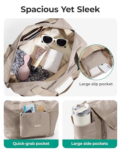 BAGSMART Foldable Travel Bag, 37L Expendable Personal Item Bag, Lightweight Travel Essentials for Women, Water Resistant E...