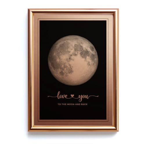 IGREAN I Love You to the Moon and Back - Bronze Moon Print in Frame, Great Gift for Special Occasion, Engagement, Wedding,...