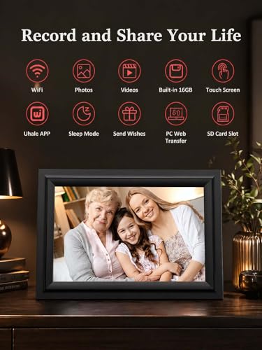 SAMMIX Digital Picture Frame 10.1 Inch WiFi Digital Photo Frame Electronic, IPS Touch Screen, 16GB, Tabletop&Wall-Mounted,...