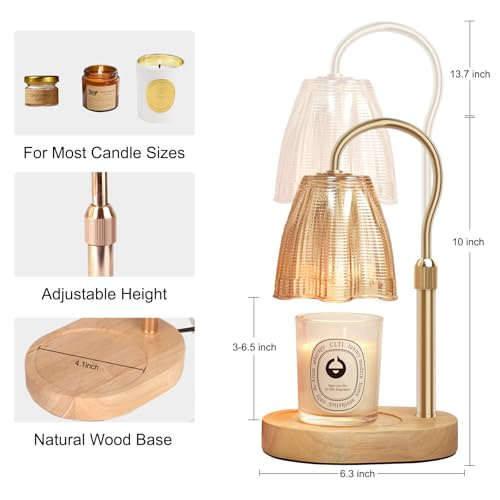 Honvinor Candle Warmer Lamp with Timer & Dimmer, Candle Warmer Height Adjustable, Fits All Jar Scented Candles, Candle Lam...